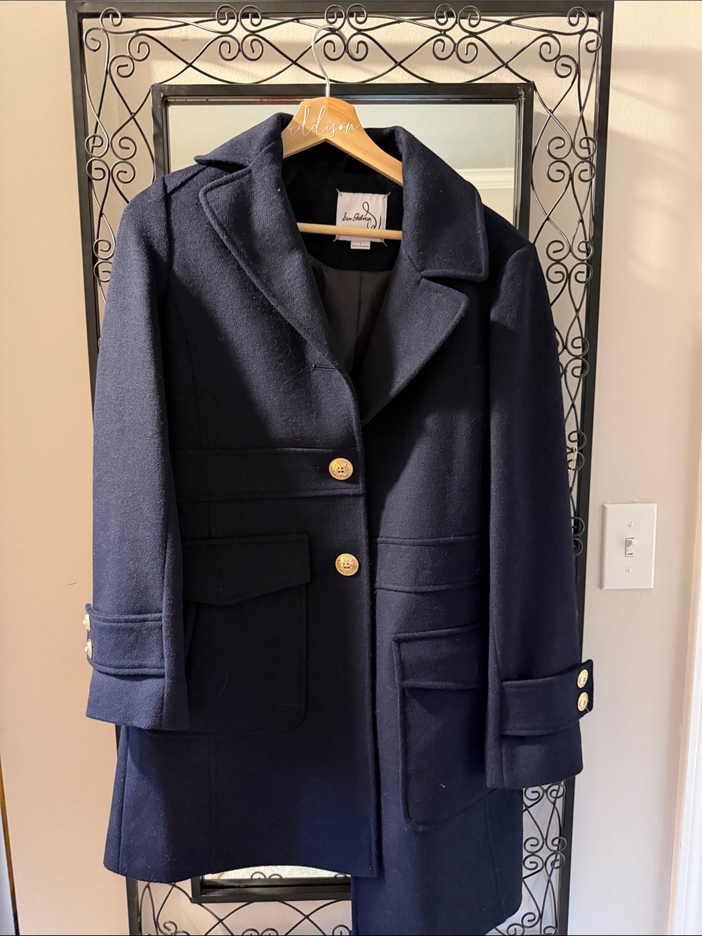 Sam Edelman Navy Pea Coat with Gold Buttons